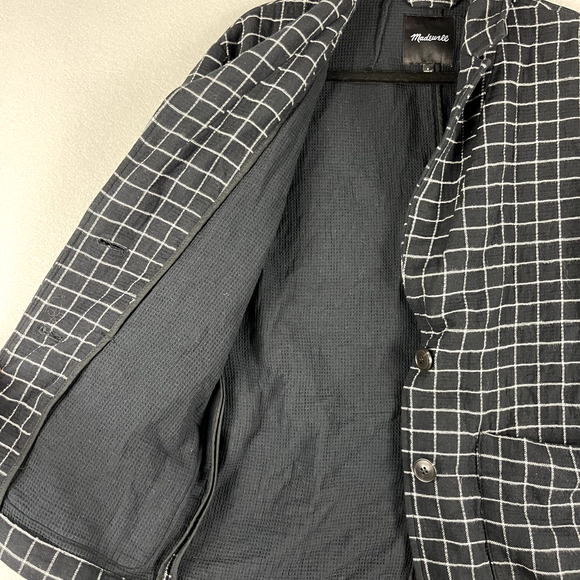 Madewell Waffleback Shaw Blazer Women Small Black Windowpane Cotton Unstructured - Picture 6 of 15